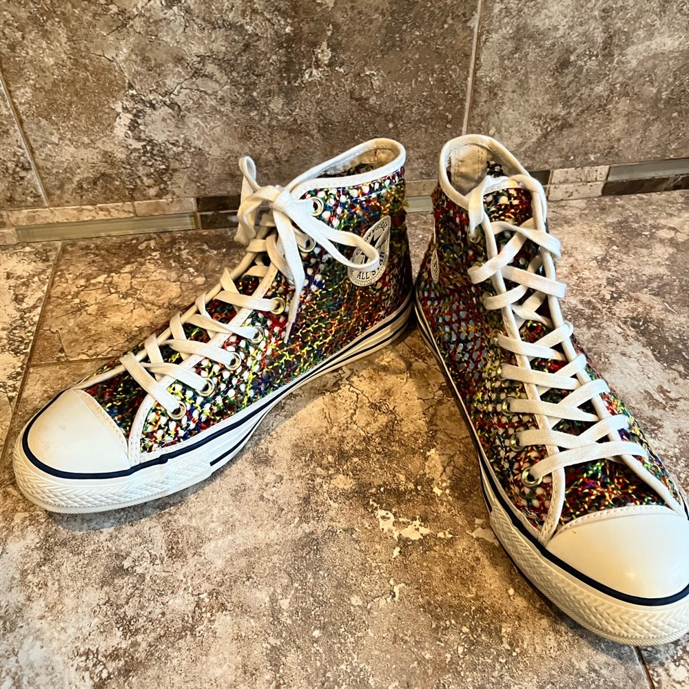 Converse All Star Rainbow Fabric Mesh Sneakers Women’s 10 - Picture 4 of 7